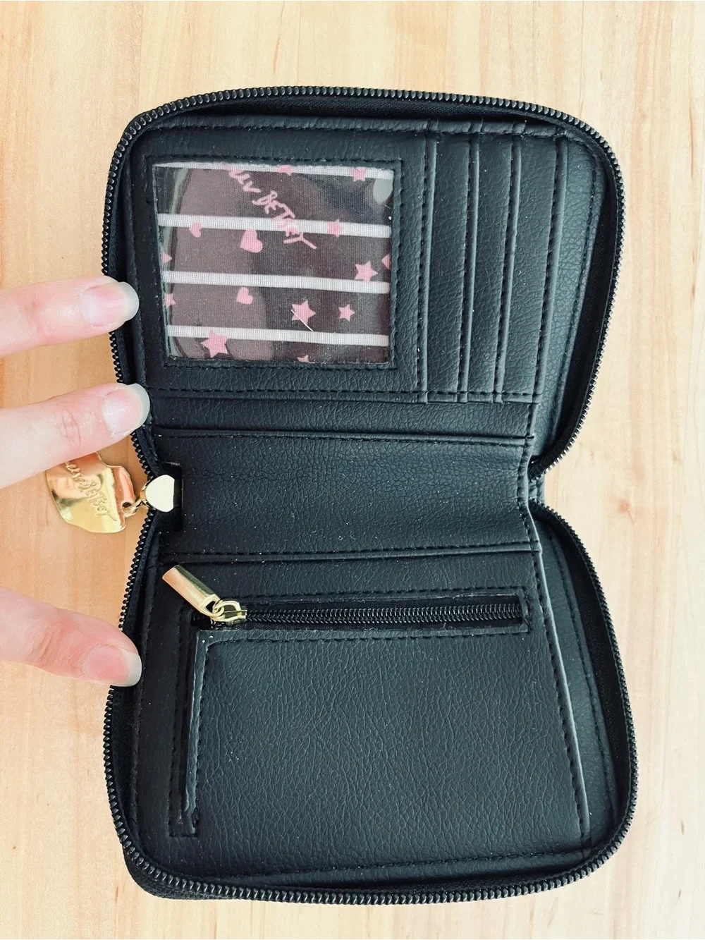 Luv Betsey by Betsey Johnson black quilted zip-around card holder wallet